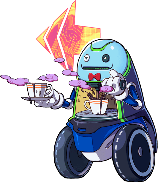 Robot from Fight League serving coffee